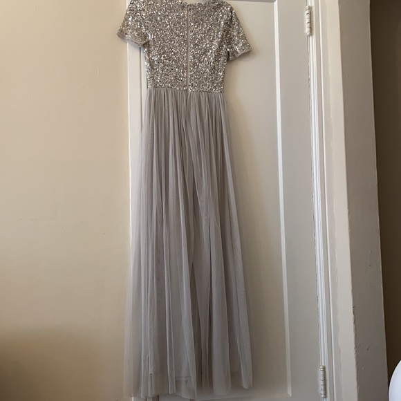 ASOS Maya Deluxe sequin silver gray maxi bridesmaid dress 2 - Picture 9 of 17